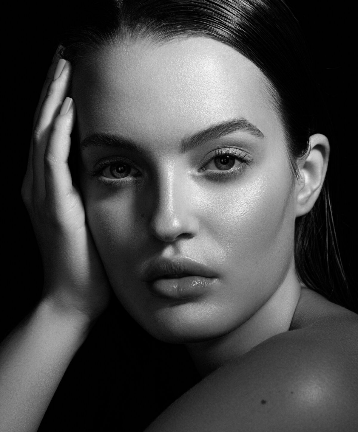 Miami botox model in black and white